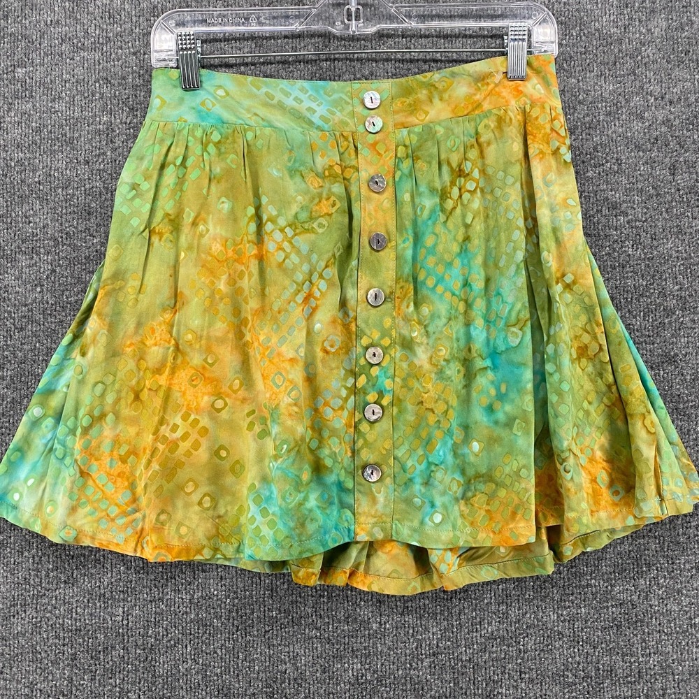 Santiki Skirt Womens M Green Tie Dye Fairy Flowy Artsy Hippie Gypsy Festival 90s